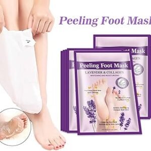 Masque Peeling pour les Pieds, Collagène Lavande Chaussettes Exfoliantes Douces Hydratantes pour la Peau Pieds Masque D'élimination de la Peau Morte Soins des Pieds pour Pieds Fissurés Pack