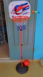 Jeu de basket Mini panier de basket-ball classique en mousse avec anneau en plastique et ballon, supports de basket-ball pour jeux d'intérieur et d'extérieur, basket-ball pour enfants