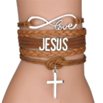 Bracelet Jésus en cuir ajustable en plusieurs couleurs