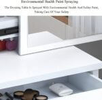 Table de Maquillage Meuble Coiffeuse avec Miroir et LED Meuble de Maquillage avec 3 Étagères de Rangement et 4Tiroirs Coiffeuse de Chambre à Coucher avec Tabouret