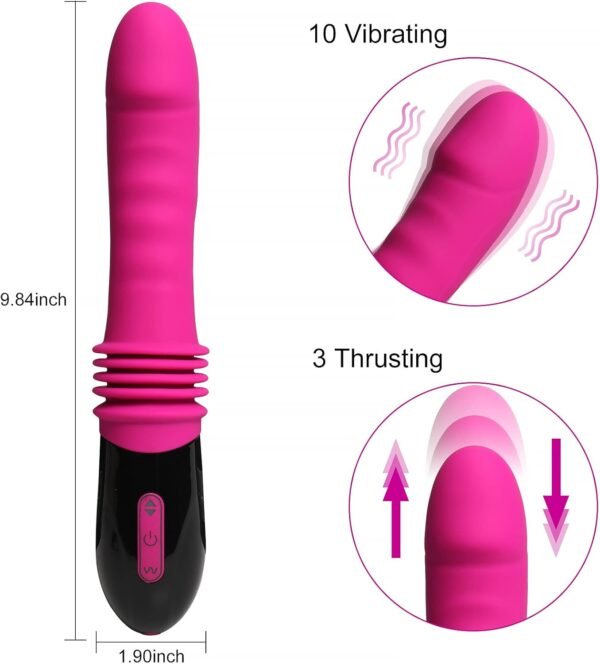 Vibromasseur point G pour femme, vibromasseur gode 3 en 1, jouet sexuel en silicone avec gland réaliste, 10 modes de vibration pour la stimulation du clitoris, du vagin, du mamelon et 3 modes télescopiques, jouets sexuels pour adultes, vibromasseur gode