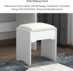 Table de Maquillage Meuble Coiffeuse avec Miroir et LED Meuble de Maquillage avec 3 Étagères de Rangement et 4Tiroirs Coiffeuse de Chambre à Coucher avec Tabouret