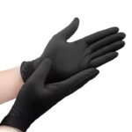Gants en latex noirs sans poudre, Paquet de gant jetablepour la cuisine, cosmetique ou video Tiktok de haute qualité