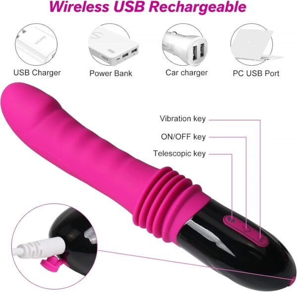 Vibromasseur point G pour femme, vibromasseur gode 3 en 1, jouet sexuel en silicone avec gland réaliste, 10 modes de vibration pour la stimulation du clitoris, du vagin, du mamelon et 3 modes télescopiques, jouets sexuels pour adultes, vibromasseur gode