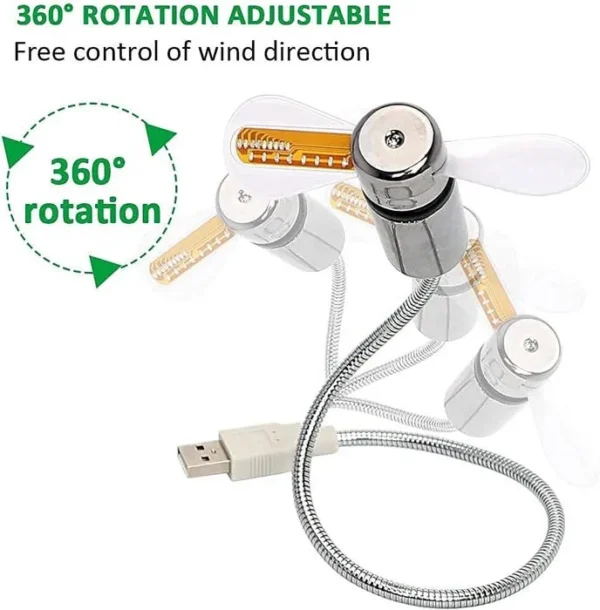 Mini ventilateur d'horloge USB, horloge LED à col de cygne Flexible, ventilateur USB, ventilateur d'horloge à affichage de l'heure