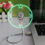 Mini ventilateur d'horloge USB, horloge LED à col de cygne Flexible, ventilateur USB, ventilateur d'horloge à affichage de l'heure
