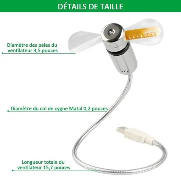 Mini ventilateur d'horloge USB, horloge LED à col de cygne Flexible, ventilateur USB, ventilateur d'horloge à affichage de l'heure