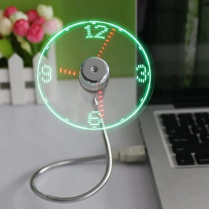 Mini ventilateur d'horloge USB, horloge LED à col de cygne Flexible, ventilateur USB, ventilateur d'horloge à affichage de l'heure
