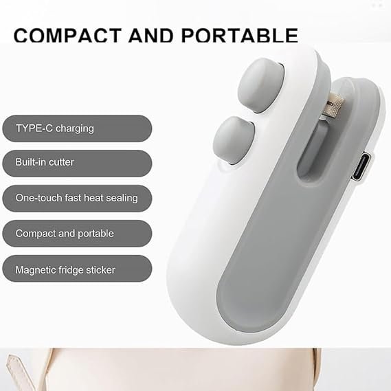 518L0w5Pp2L. SX569 Mini scelleur et découpeuse de sachet portable avec chargement USB, thermoscellage et découpe 2 en 1 rechargeable, pour le stockage des aliments et des sacs de collation