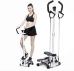 Mini Stepper Home Trainer, Pédale de pied, Stepper d'escalier avec écran LCD, appareil d'exercice avec bandes de résistance, pédales durables et confortables