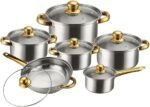 Ensemble set de 08 casseroles et poêles lourdes en acier inoxydable multi-couches avec poignées qui restent froides, passe au lave-vaisselle et au four