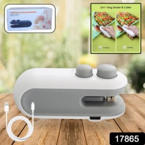 Mini scelleur et découpeuse de sachet portable avec chargement USB, thermoscellage et découpe 2 en 1 rechargeable, pour le stockage des aliments et des sacs de collation