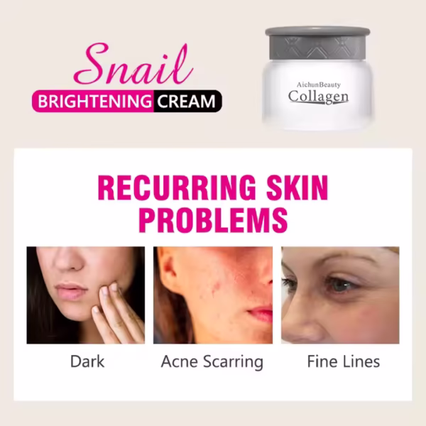 Crème de corps et visage faite à base de collagène et de bave d'escargot pour élimination des cicatrices d'acné, peau foncée , estompe les vergetures pour une peau bien hydrater,lisse et sans imperfections
