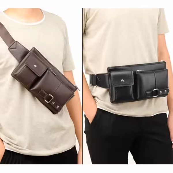 Sacoche en cuir pour homme, fonction banane et sacoche, sac à la mode; sacoche banane