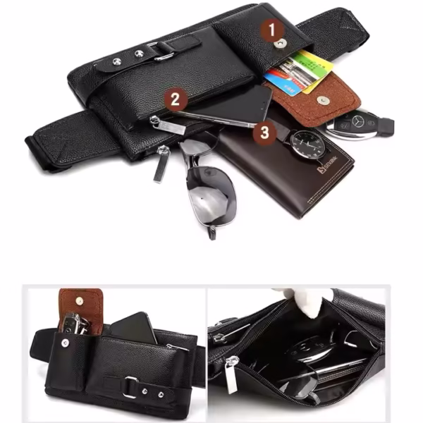 Sacoche en cuir pour homme, fonction banane et sacoche, sac à la mode; sacoche banane
