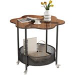 Table basse avec roulettes, table de canapé, chariot mobile à 2 niveaux avec rangement et roulettes pivotantes, pour cuisine, chambre, salle de bain, bureau, salon