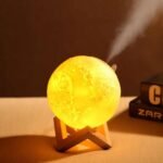 Lampe lunaire 3D avec humidificateur et support - Blanc