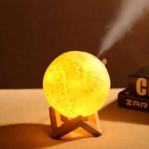 Lampe lunaire 3D avec humidificateur et support - Blanc