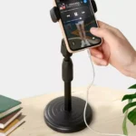 Support de téléphone portable et de microphone portable pour bureau, réglable à 360 degrés