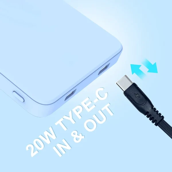 Power Bank 5000mAh, chargeur portable sans fil magnétique, Powerbank Wireless 15 W Batterie externe avec PD 22,5 W USB-C Charge rapide chargeur portable