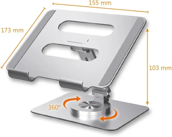 Support pliable pour pc, ordinateur, tablettes jusqu'à 14 pouces, support de table pour pc ordinateur tablette, support pour ordinateur pc, réglable ergonomiquement, rotation à 360°, support en aluminium