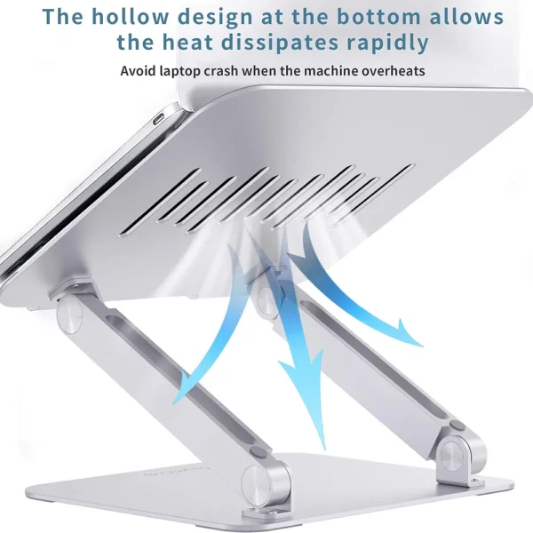 Support pour ordinateur portable, pliable, réglable avec trou pour la chaleur, support multi-angles en aluminium pour ordinateur portable (10-17,3 pouces), compatible avec MacBook, Lenovo et Chromebook.