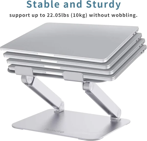 Support pour ordinateur portable, pliable, réglable avec trou pour la chaleur, support multi-angles en aluminium pour ordinateur portable (10-17,3 pouces), compatible avec MacBook, Lenovo et Chromebook.
