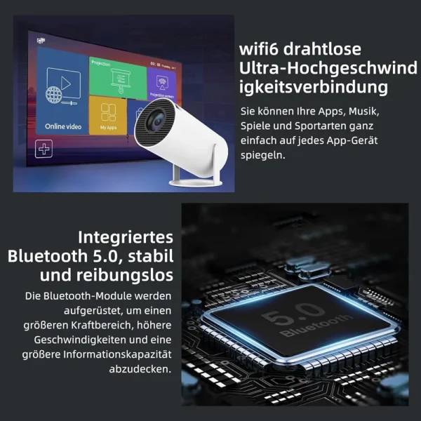 Mini projecteur, vidéoprojecteur 4K, Full HD 1080P, portable, vidéoprojecteur extérieur, Smart WiFi Bluetooth, Android 11, correction automatique du trapèze