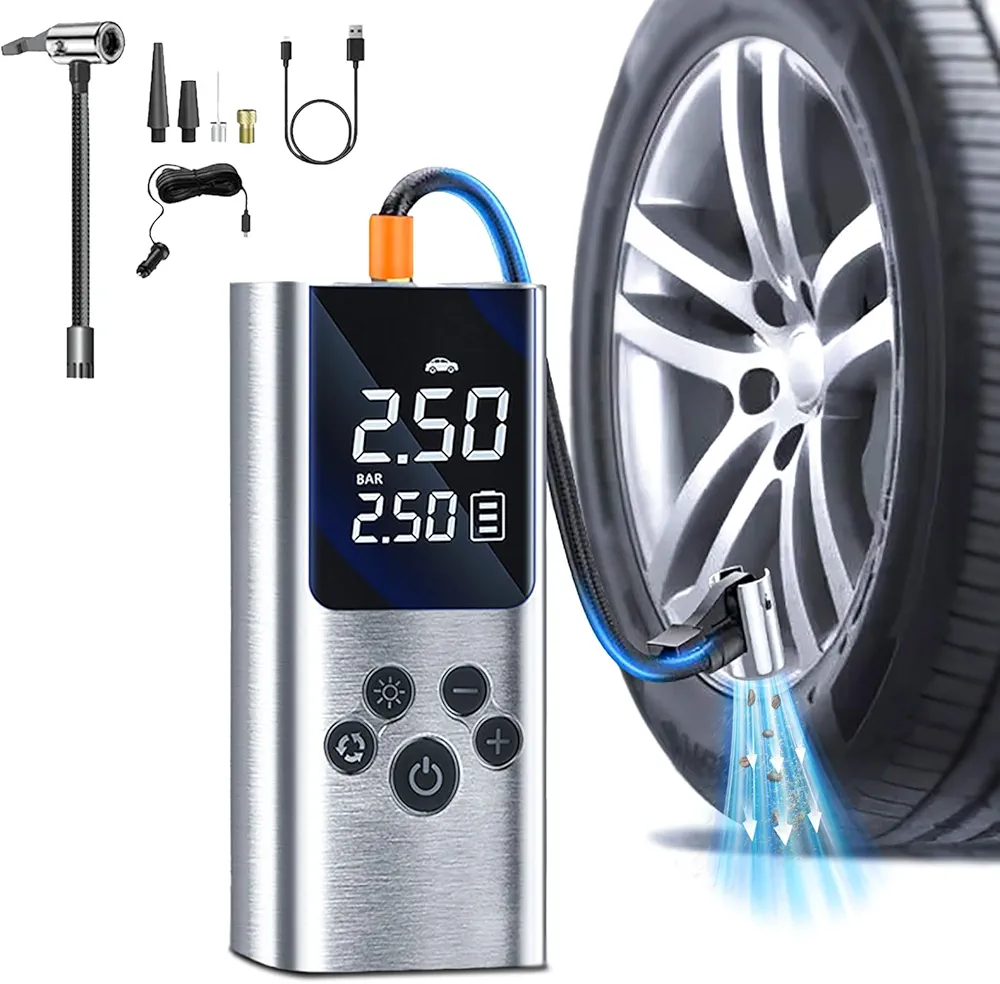 71XWJr+nK8L. AC UF1000,1000 QL80 FMwebp Pompe électrique pour pneus de voiture, compresseur d'air portable, batterie 150 PSI, rechargeable par USB, pompe rapide pour matelas pneumatique, convient pour voiture, matelas pneumatique, jouets de piscine, bouée, flotteurs