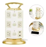 Rallonge multiprise tour verticale 3 niveau Porte de sécurité Multiprise domestique multifonction, prise USB multi-usages