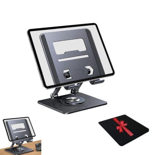 IMG 20250605 WA0034 Support pour ordinateur portable en aluminium avec base rotative à 360 ° - Réglable en hauteur - Compatible avec les ordinateurs portables de moins de 17,3