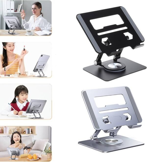 IMG 20250605 WA0036 Support pour ordinateur portable en aluminium avec base rotative à 360 ° - Réglable en hauteur - Compatible avec les ordinateurs portables de moins de 17,3