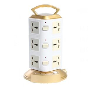 Rallonge multiprise tour verticale 3 niveau Porte de sécurité Multiprise domestique multifonction, prise USB multi-usages