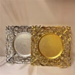 Lot de 3 Sous plats dorés ou argentés pour réception cérémonie, porte plat de luxe pour vos invitations