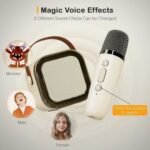 Haut-Parleur De Karaoké Portable Bluetooth avec Lumière D'ambiance RVB Et 1 Microphones, Prend en Charge 4 Changements D'effets Sonores Et TF/AUX-in/USB, pour Fête