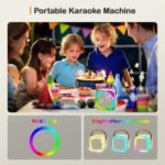 Haut-Parleur De Karaoké Portable Bluetooth avec Lumière D'ambiance RVB Et 1 Microphones, Prend en Charge 4 Changements D'effets Sonores Et TF/AUX-in/USB, pour Fête