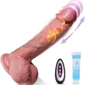 Sextoys Godemichets Gode Ventouse Réaliste Motorisé, Vibromasseur pour Femme,Va-et-Vient et Rotation/Vibrant avec Télécommande, Gode Silicone 4 Fonctions pour Stimulation G-spot, Chauffant a 42°C