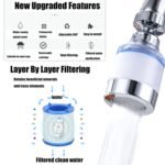 Filtres de montage pour robinet, filtre à eau rotatif à 360 degrés, robinet de filtration d'eau au carbone pour éliminer le chlore, le fluorure, les métaux lourds