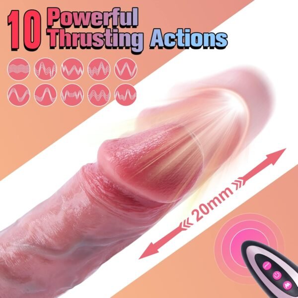 Sextoys Godemichets Gode Ventouse Réaliste Motorisé, Vibromasseur pour Femme,Va-et-Vient et Rotation/Vibrant avec Télécommande, Gode Silicone 4 Fonctions pour Stimulation G-spot, Chauffant a 42°C