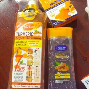 Gamme tumetic curcuma savon, gel douche gommant, huile Glow pour un visage propre et un teint brillant