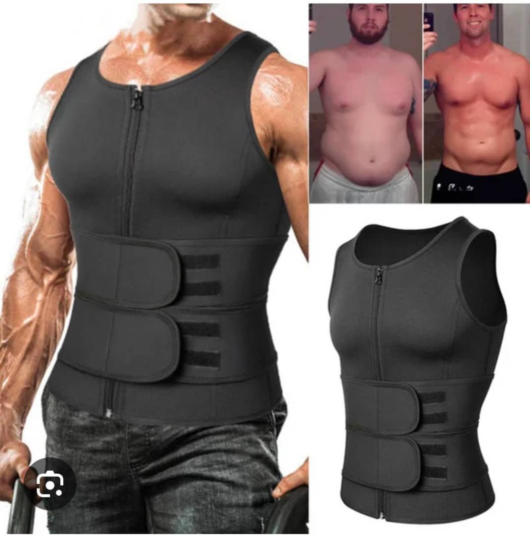 IMG 20250904 WA0002 Gilet de Sudation Homme avec Ceinture Amincissante Double Sangle, Débardeur de Sport Brûle Graisse pour Ventre Plat et Soutien Lombaire, Gaine Sauna en Néoprène Ajustable avec Fermeture Éclair