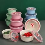 Ensemble de 3 Boîtes alimentaires, Bols ronds multifonctionnels pour la conservation des aliments, Boîte hermétique portable et réutilisable avec couvercle, pour le camping, le pique-nique, l'école, le bureau et l'université, Organisateurs et rangements de cuisine, Accessoires de cuisine