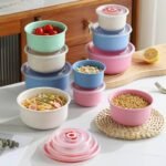 Ensemble de 3 Boîtes alimentaires, Bols ronds multifonctionnels pour la conservation des aliments, Boîte hermétique portable et réutilisable avec couvercle, pour le camping, le pique-nique, l'école, le bureau et l'université, Organisateurs et rangements de cuisine, Accessoires de cuisine