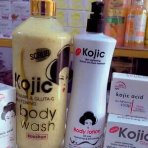 Gamme kojic composée de crème,savon, Gel douche,sérum et lait
