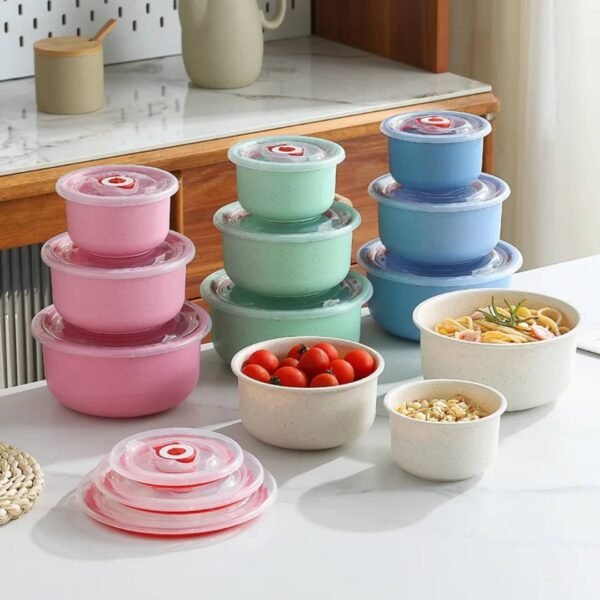 Ensemble de 3 Boîtes alimentaires, Bols ronds multifonctionnels pour la conservation des aliments, Boîte hermétique portable et réutilisable avec couvercle, pour le camping, le pique-nique, l'école, le bureau et l'université, Organisateurs et rangements de cuisine, Accessoires de cuisine