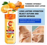 lotion pour le corps au curcuma et à la vitamine C de la marque.C'est une lotion hydratante conçue pour éclaircir et nourrir la peau, et elle contient un SPF 60.