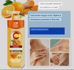 lotion pour le corps au curcuma et à la vitamine C de la marque.C'est une lotion hydratante conçue pour éclaircir et nourrir la peau, et elle contient un SPF 60.