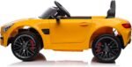 Voiture électrique pour enfant Mercedes Benz AMG-GT Con licenza Voiture Electrique Enfant avec sécurité Enfant, Suspension, 3 Vitesses, lumières LED, klaxon, Giallo