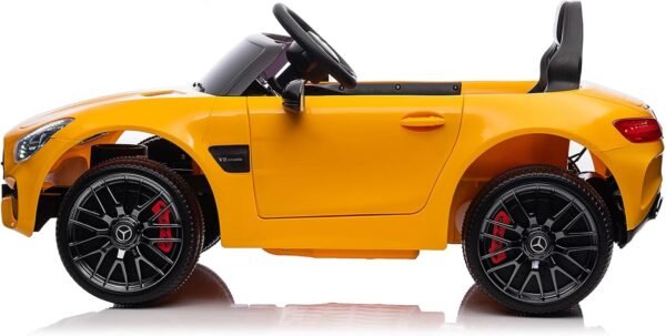 Voiture électrique pour enfant Mercedes Benz AMG-GT Con licenza Voiture Electrique Enfant avec sécurité Enfant, Suspension, 3 Vitesses, lumières LED, klaxon, Giallo