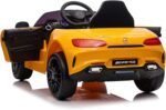 Voiture électrique pour enfant Mercedes Benz AMG-GT Con licenza Voiture Electrique Enfant avec sécurité Enfant, Suspension, 3 Vitesses, lumières LED, klaxon, Giallo